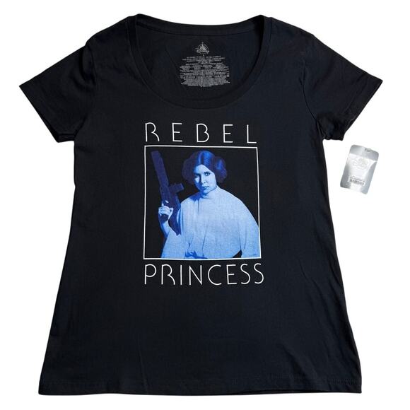 Disney Parks Star Wars Princess Leia Rebel Princess Black T-Shirt L Large NWT - Picture 4 of 9